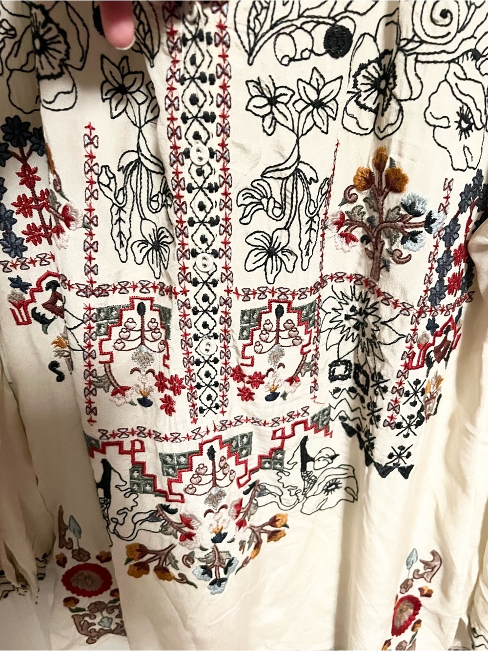 Biya by Johnny Was Niccola Silk Tunic boho embroidered size M - Picture 9 of 10